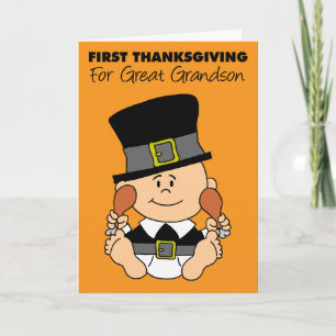 Carte Premier Thanksgiving de Great Grandson mignon Litt