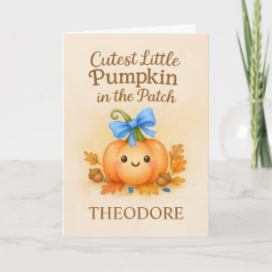 Carte Premier Thanksgiving pour Baby Boy avec Citrouille