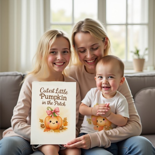 Carte Premier Thanksgiving pour Baby Girl avec Citrouill (Cutest Little Pumpkin!)