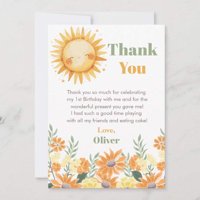 Carte Premier Tour Autour du Soleil Floral (Devant)