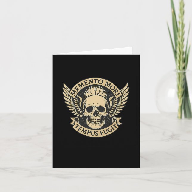 Carte Première citation de Memento Mori Tempus Fugit Lat (Devant)