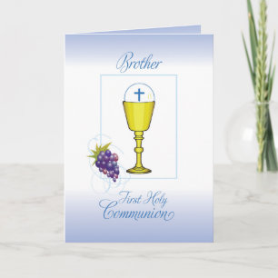 Carte Première communion de frère, calice avec le centre