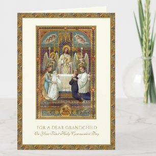 Carte Première communion du petit-enfant Jésus anges 
