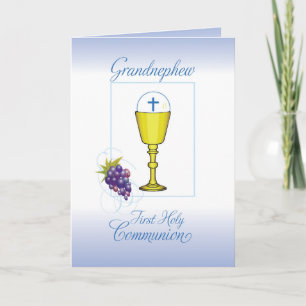 Carte Première communion du petit-neveu, calice avec hos