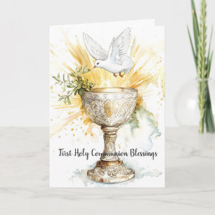Carte Première communion Eucharistie Colombe Bénédiction
