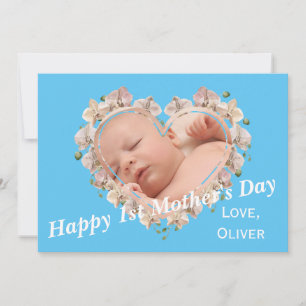 Carte Première Fête des mères Bébé Photo SVG Coeur Flora