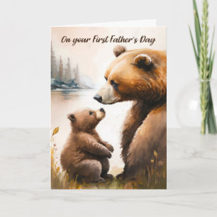 Carte Première Fête des pères Papa Bébé Ours Tendre Mome