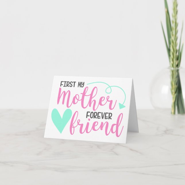 Carte Première Mère, Ami Forever Salutation PERSONNALISÉ (Devant)