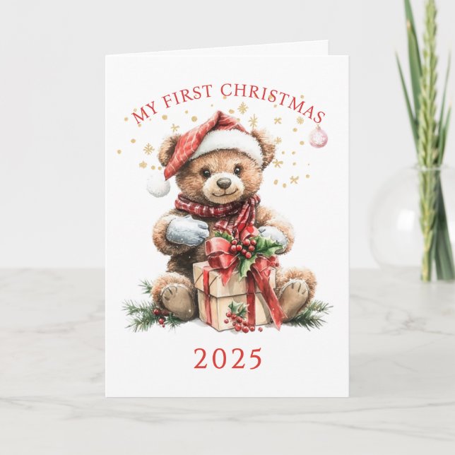 Carte Première Noël de bébé Ourson  (Devant)