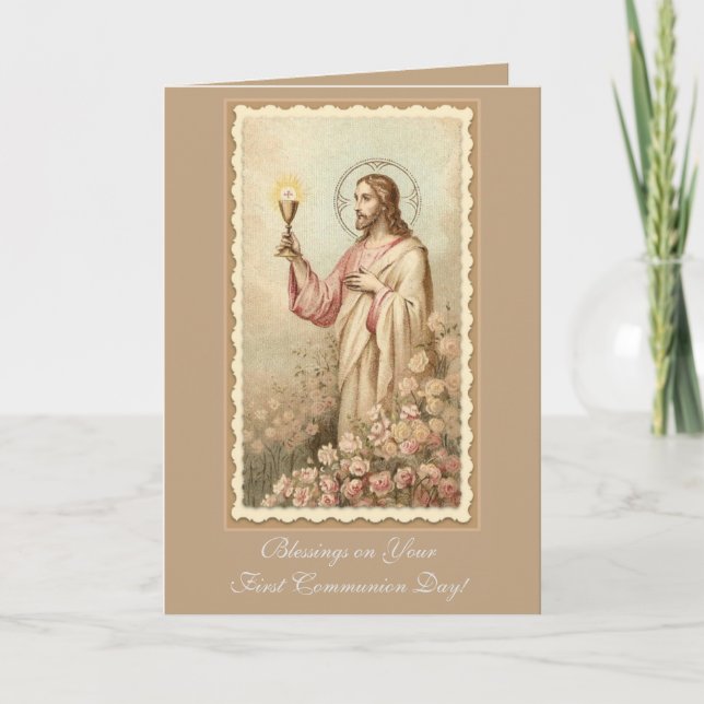 Carte Première Sainte Communion Calice de Jésus (Devant)