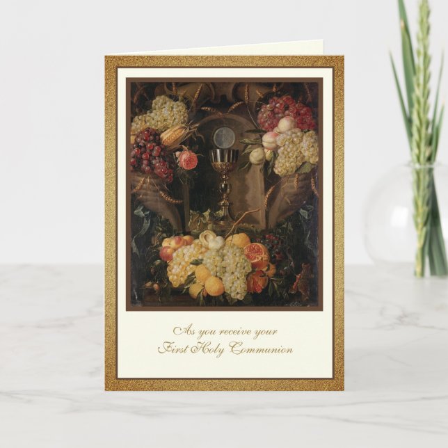 Carte Première Sainte Communion catholique Jésus Euchari (Devant)