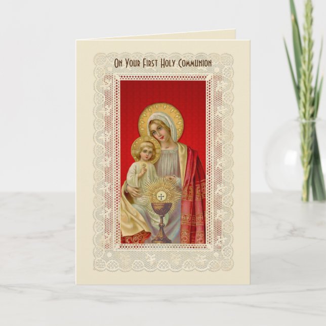 Carte Première Sainte Communion Catholique Traditionnell (Devant)