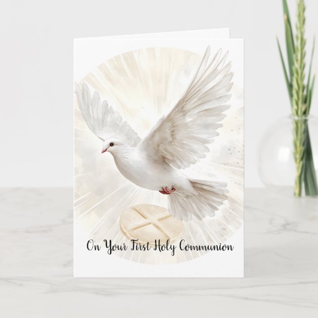 Carte Première Sainte Communion Colombe Eucharistie Béné (Devant)