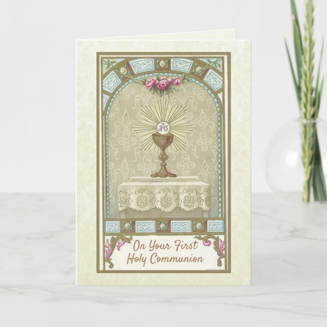 Carte Première Sainte Communion Eucharistie Ancienne Aut (Devant)