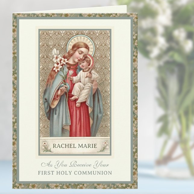 Carte Première Sainte Communion Vierge Marie Prière Jésu (Créateur téléchargé)