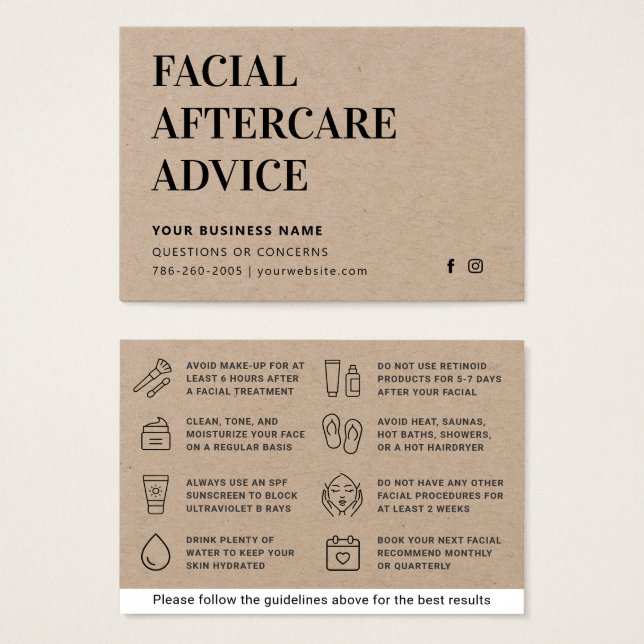 Carte Premium Kraft Facial Afcare (Devant & derrière)