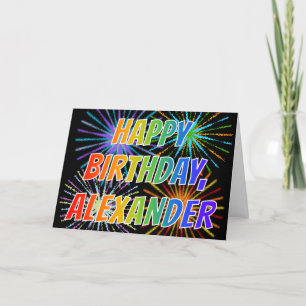 Carte Prénom "ALEXANDER" Fun "HAPPY BIRTHDAY"
