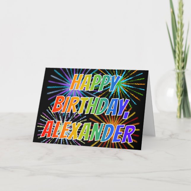 Carte Prénom "ALEXANDER" Fun "HAPPY BIRTHDAY" (Devant)