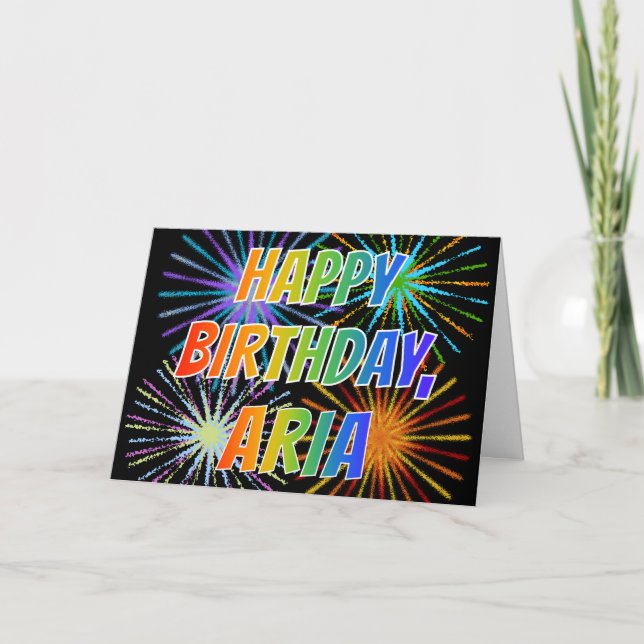 Carte Prénom "ARIA" Amusant "HEUREUX ANNIVERSAIRE" (Devant)