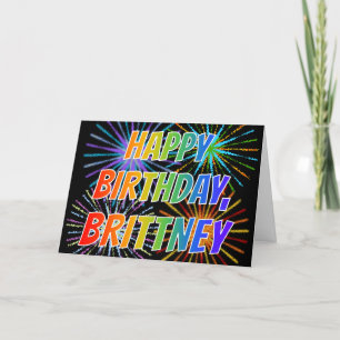 Carte Prénom "BRITTNEY" Fun "HEUREUX ANNIVERSAIRE"