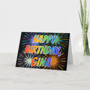 Carte Prénom "GINA" Am "Joyeux Anniversaire"