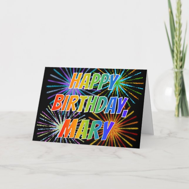 Carte Prénom "MARY" Fun "HEUREUX ANNIVERSAIRE" (Devant)