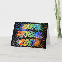 Prénom "ZOEY" Fun "HEUREUX ANNIVERSAIRE"