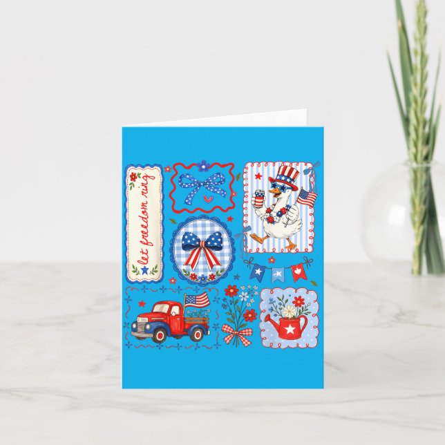 Carte Préparatifs du 4 juillet Coquette Bow Fête de l'In (Devant)