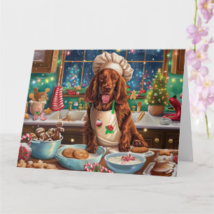 Carte Préparation festive de Noël avec Setter Irlandais