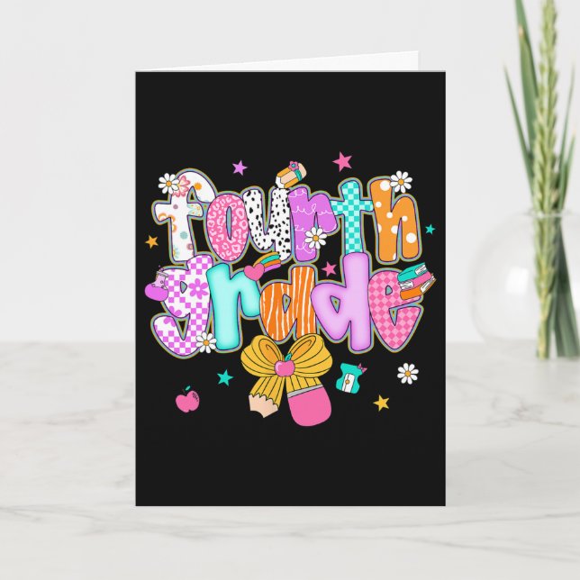 Carte Préparation rentrée 4e année Coquette Bow Filles K (Devant)