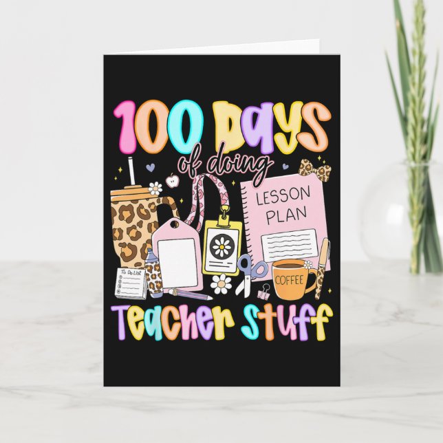 Carte Préparé 100 jours à faire des trucs d'enseignant d (Devant)