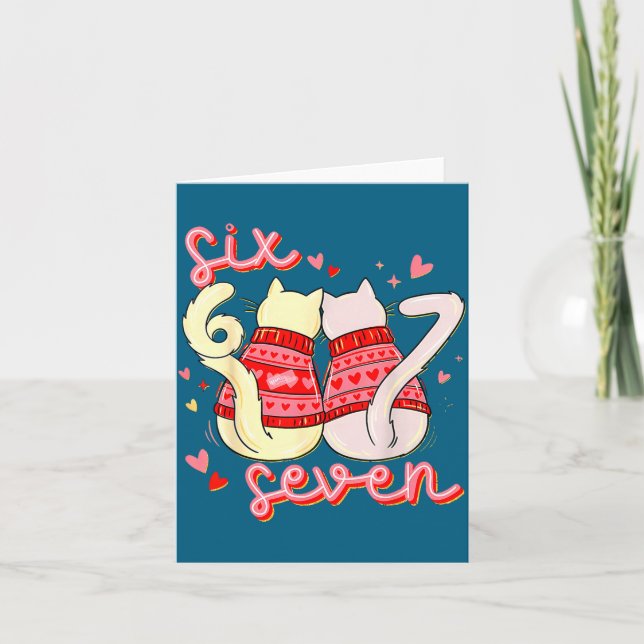 Carte Preppy 67 Valentine Six Seven Cat 6 7 Men Women Ki (Devant)