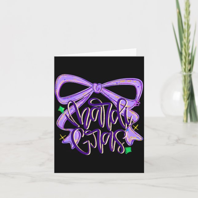 Carte Preppy Fat Tuesday Mardi Gras Coquette Bow Women G (Devant)