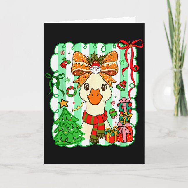 Carte Preppy Gooses Bow Xmas Tree Funny Christmas Girl W (Devant)