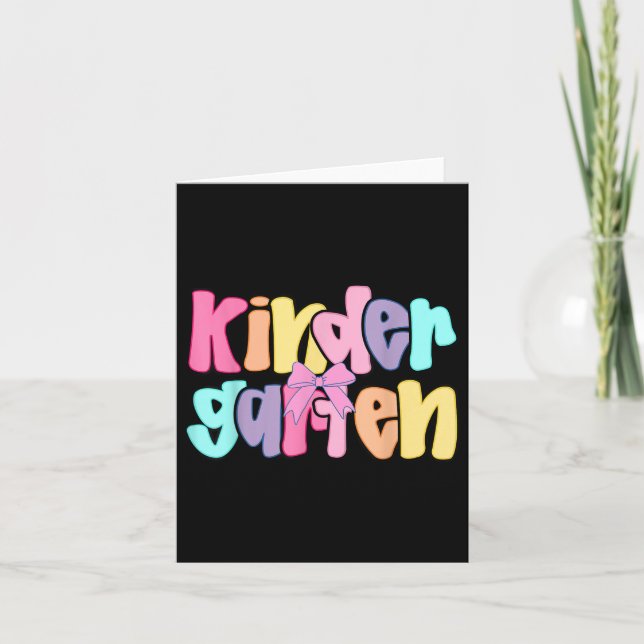 Carte Preppy Kindergarten Teacher Team Bow Retour À L'Éc (Devant)