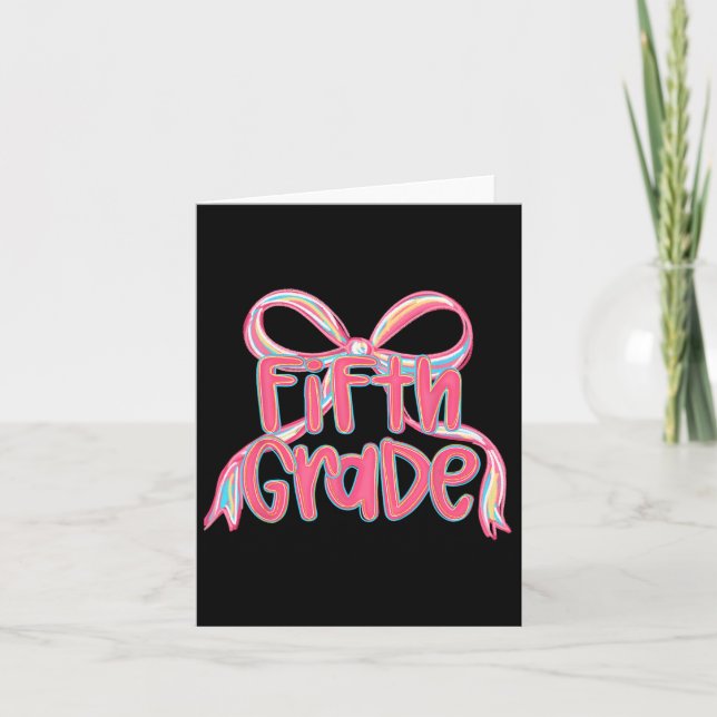 Carte Preppy Retour À L'École 5E Année Coquette Rose Bow (Devant)