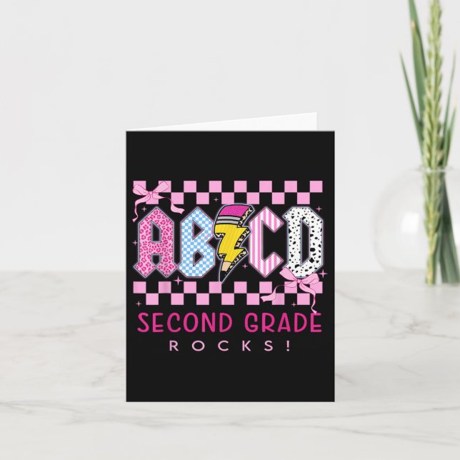Carte Preppy Rose Bow Abcd Deuxième Classe Rocks Lig (Devant)