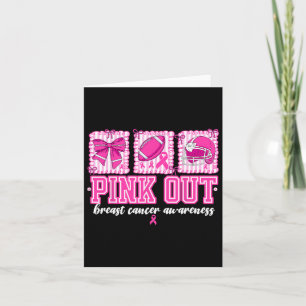 Carte Preppy rose Out Cancer du sein Footll Coquette Bow