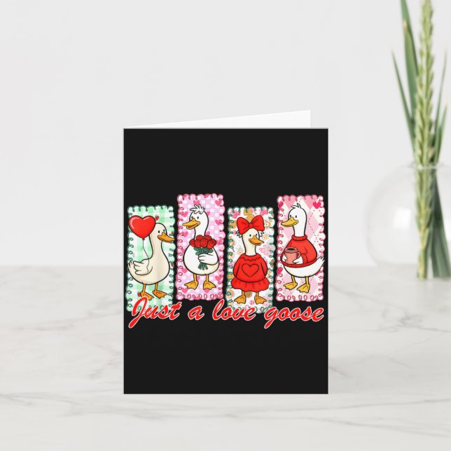 Carte Preppy Valentine Just A Love Silly Goose Duck Girl (Devant)