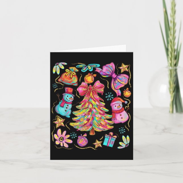 Carte Preppy Xmas Coquette Bow Lace Merry Bright Christm (Devant)