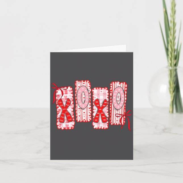 Carte Preppy Xoxo Coquette Bow Hearts Valentine's Day Wo (Devant)