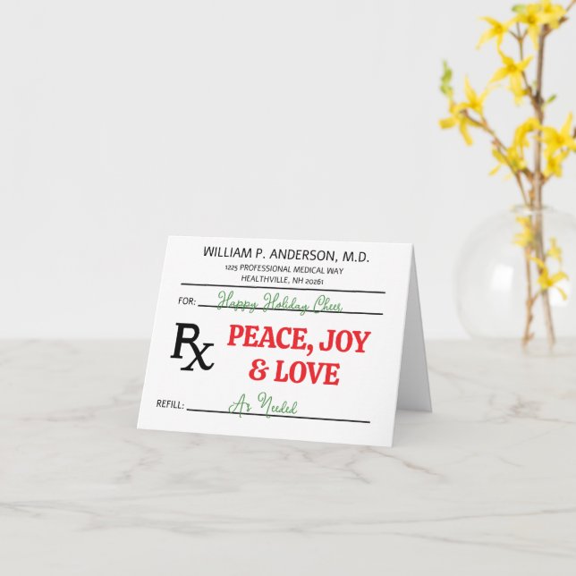 Carte Prescription médicale de Noël (Fleur jaune)