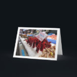 Carte Présentation de crevettes au Mercado Central, Vale<br><div class="desc">Carte de vœux Présentation de crevettes au Mercado Central, Valence. Vous pouvez facilement personnaliser ce produit gratuitement si vous souhaitez ajouter un texte ou changer la couleur de l'arrière-plan.</div>