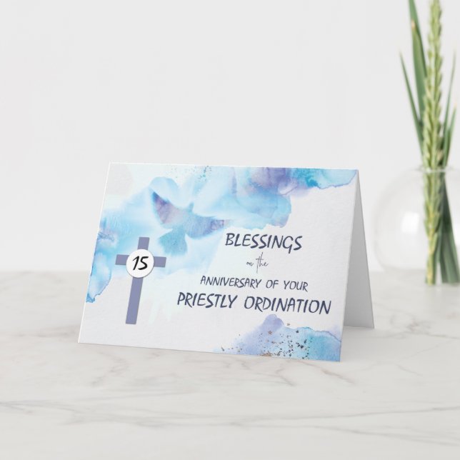 Carte Prêtre 15ème Quinzième anniversaire d'Ordination B (Devant)