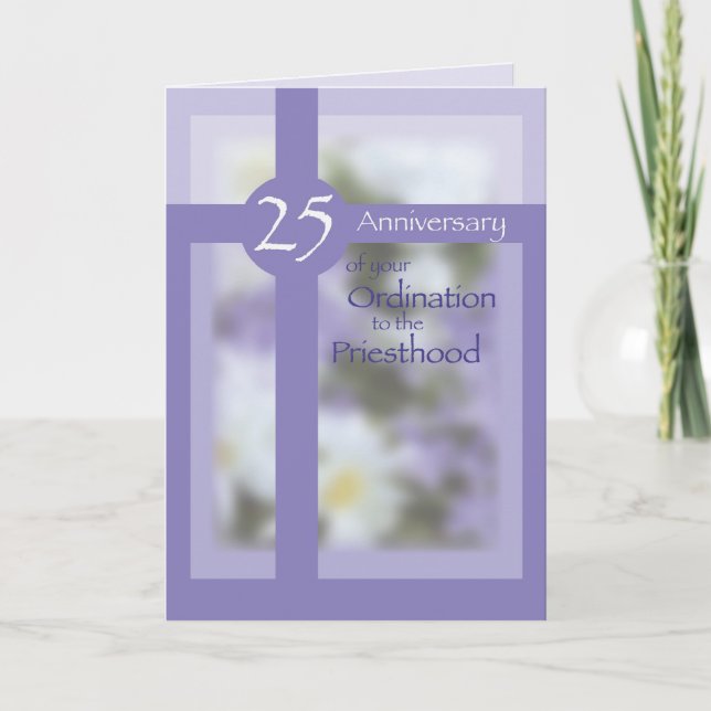 Carte Prêtre 25e anniversaire Félicitations, Purple (Devant)