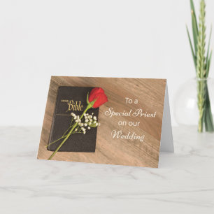 Carte Prêtre catholique Merci pour la Bible Mariage et R