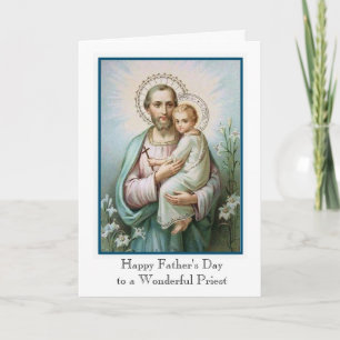 Carte Prêtre catholique Saint Joseph Enfant Jésus Fête d