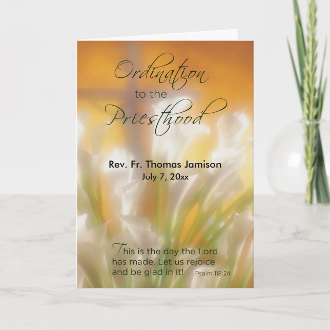Carte Prêtrise Ordination, Nom et Date personnalisables, (Devant)