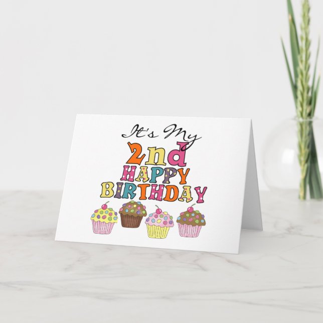 Carte Pretty Cupcakes 2e Anniversaire Tshirts et cadeaux (Devant)