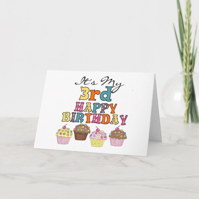 Carte Pretty Cupcakes 3e Anniversaire Tshirts et cadeaux (Devant)